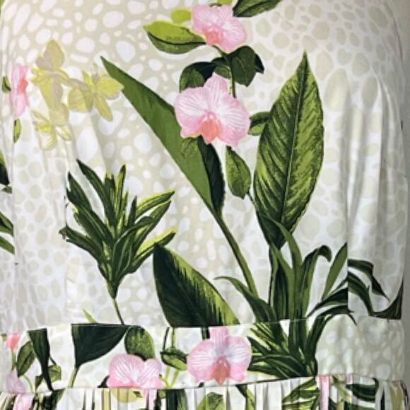 Mlle Gabrielle Maxi Dress Pleated Green Pink Tropical Print New Women’s Size 2X - Picture 13 of 16